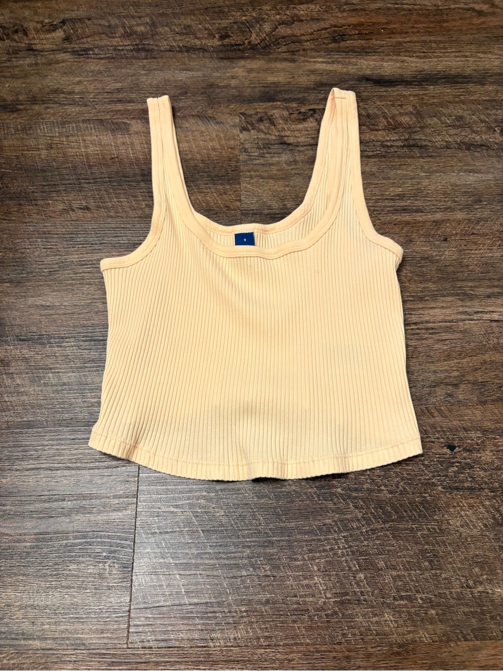 Ribbed Scoop Neck Tank Top - Peach